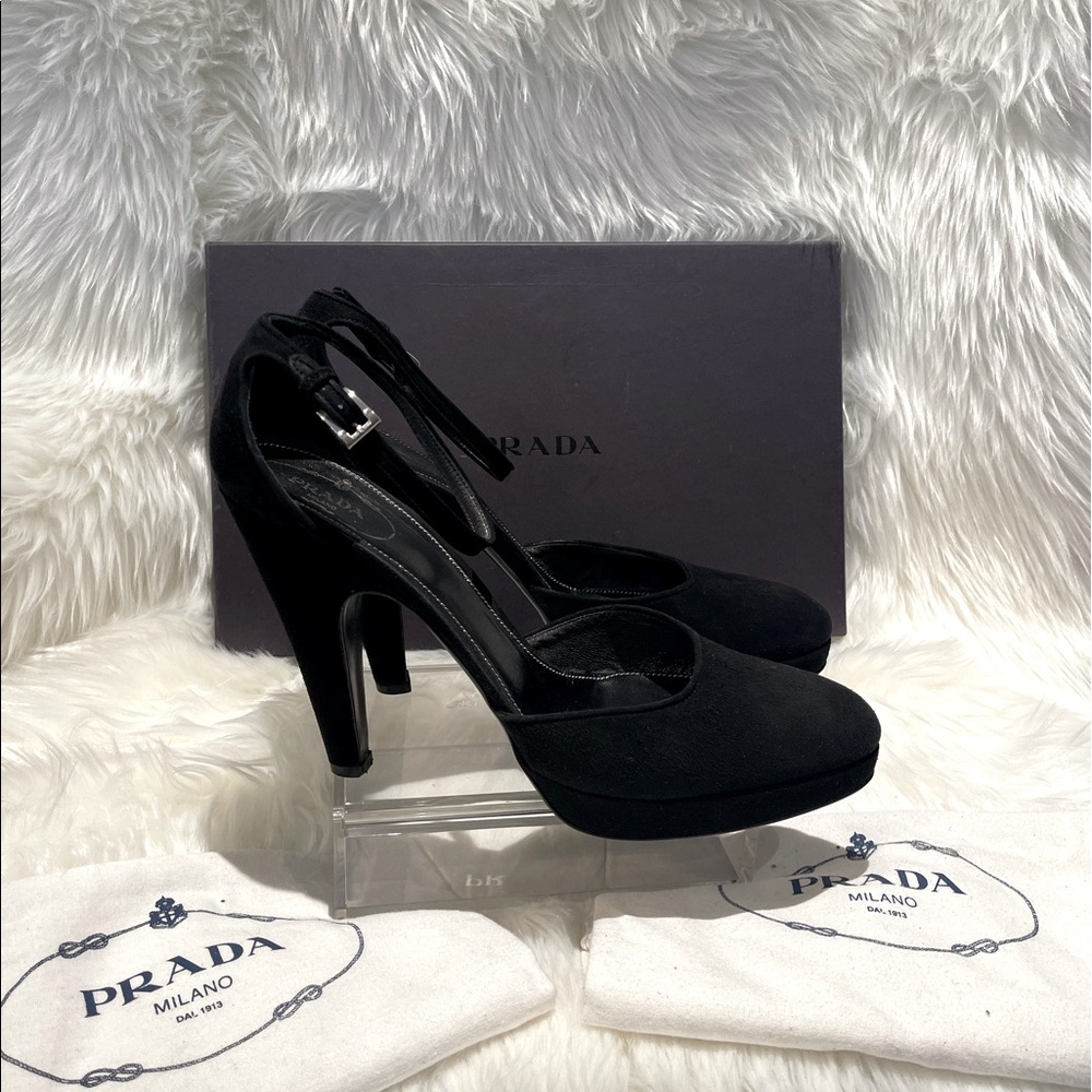 Prada worn twice black suede authentic heels
